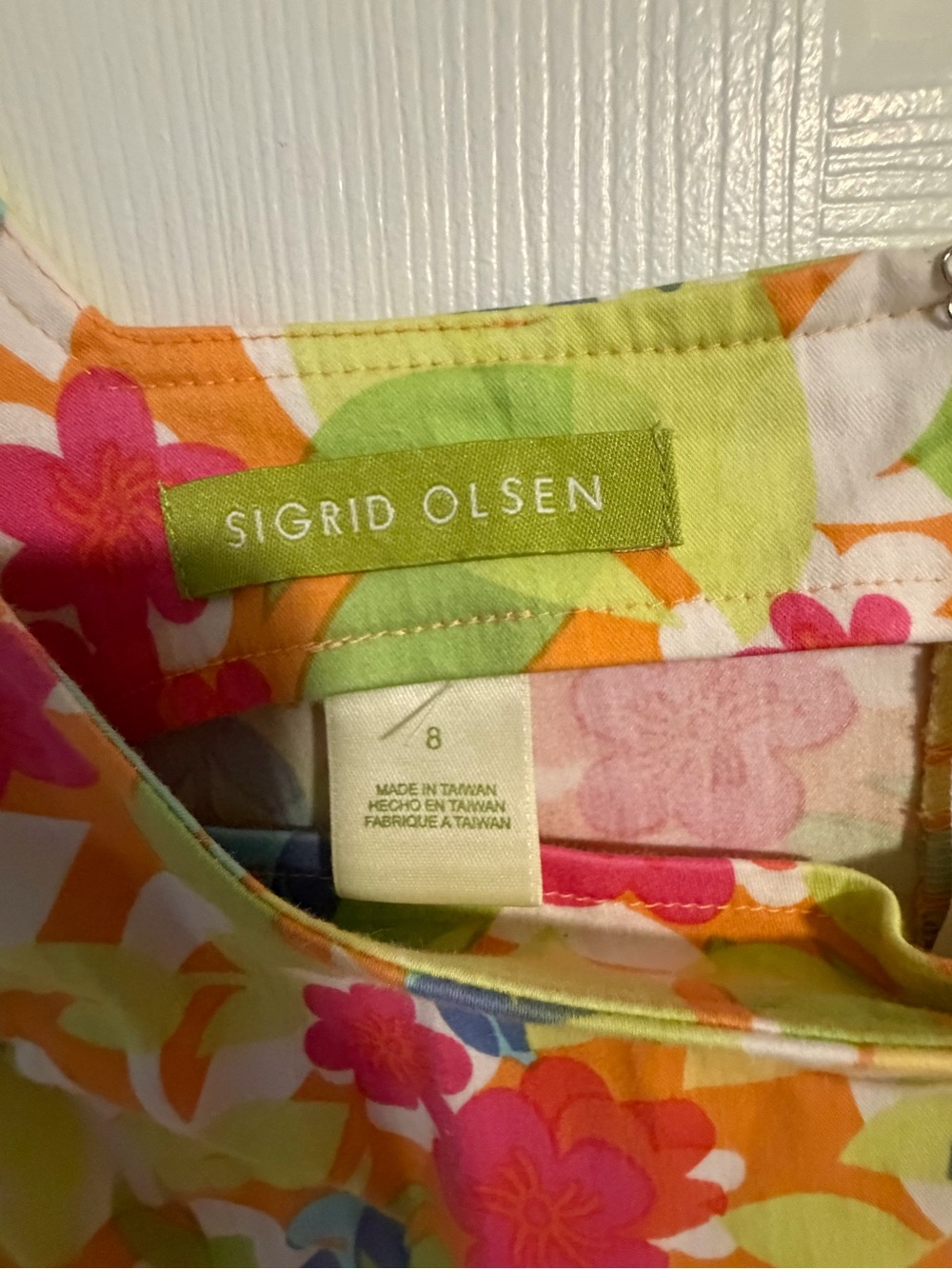 Sigrid Olsen Yellow Floral Mini Dress with Pink and Green Accents - Picture 2 of 3